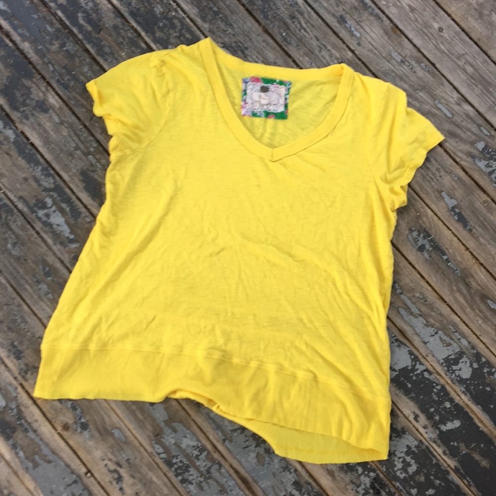 (3/$10) Cupio Yellow V-neck short sleeve shirt XL